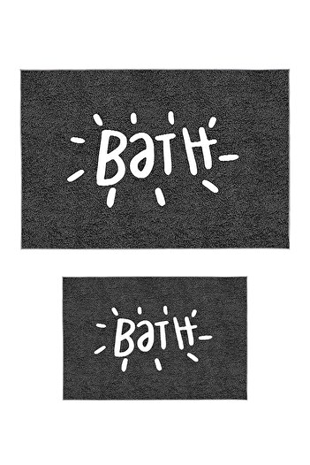 Homefesto Decorative Non-Slip Base Thin Modern Washable 2-Piece Bathroom Mat Set / 40x60 Cm & 50x80 Cm