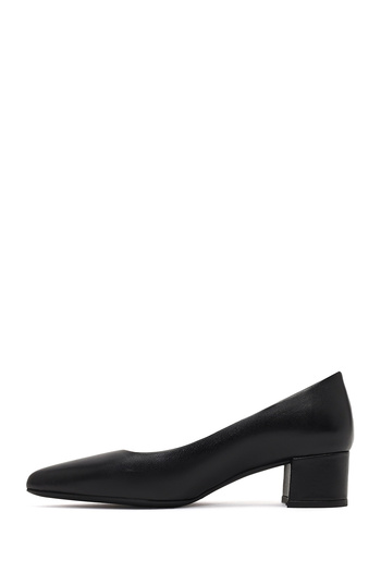 Derimod Flex Women's Black Thick Heeled Leather Shoes 25Afd380718