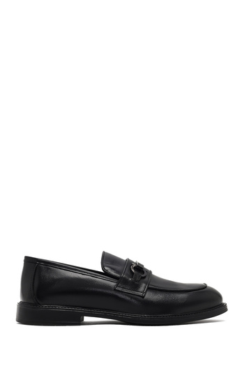 Derimod Men's Black Buckle Leather Winter Loafer Shoes 25Wfd664018