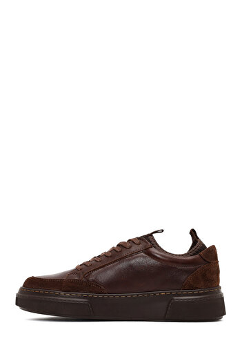 Derimod Men's Brown Lace-Up Thick Sole Leather Sneaker, Winter Sports Shoes 25Wfd826014
