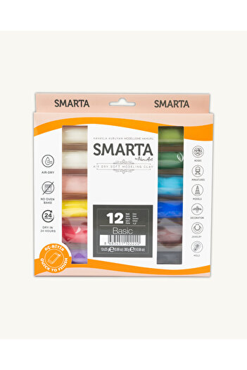 Smarta 12-Piece Air Dry Modeling Clay Set (25g X 12 Pcs)