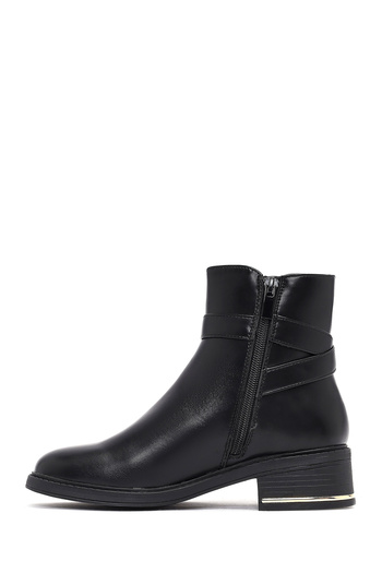 Derimod Women's Black Zippered Buckle Detailed Boots 25Wfe401018