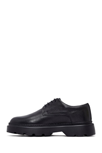 Derimod Men's Black Lace-Up Thick Sole Leather Casual Shoes 25Wfd6855Ft