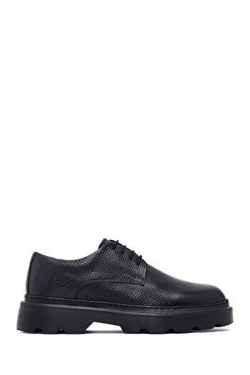 Derimod Men's Black Lace-Up Thick Sole Leather Casual Shoes 25Wfd6855Ft