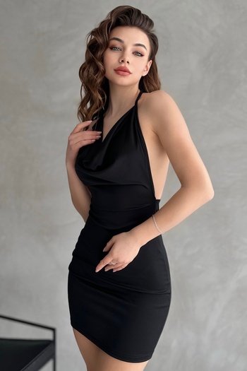 New Now Halter Back Decollete Jersey Dress