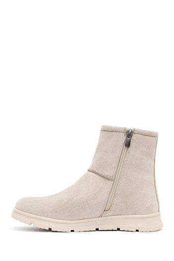 Derimod Women's Beige Zippered Suede Teddy Boots 25Wfe250910