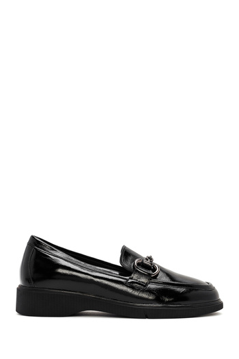 Derimod Women's Black Buckle Patent Leather Comfort Winter Loafer Shoes 25Afd410216