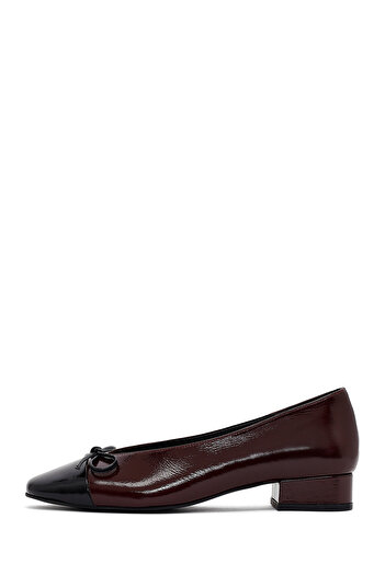 Derimod Women's Burgundy Short Heeled Leather Ballerina Shoes 25Afd161914