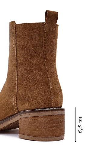 Derimod Women's Brown Zippered Thick Heeled Suede Leather Boots 25Afd160610