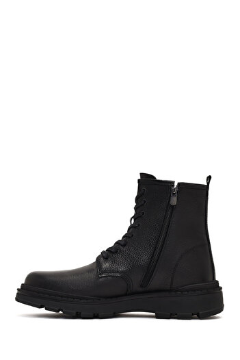 Derimod Ανδρικές μαύρες δερμάτινες μπότες casual με κορδόνια 25WFD681114