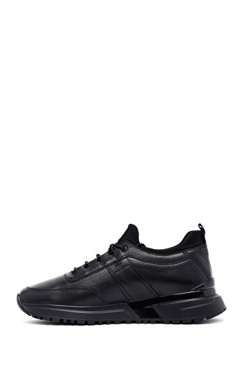 Derimod Men's Black Lace-Up Thick Soled Leather Casual Sneaker, Winter Sports Shoes 25Wfd642218