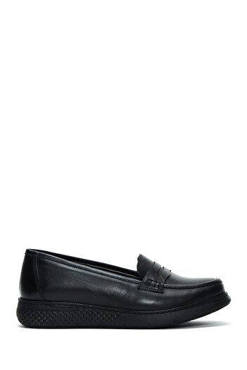Derimod Women's Black Leather Comfort Winter Loafer Shoes 25Afd410018