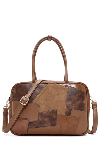 Derimod Women's Brown Long Strap Patterned Shoulder Bag 25Abd242314