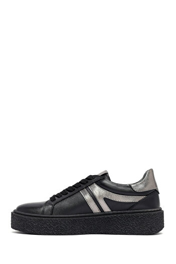 Derimod Women's Black Lace-Up Thick Sole Leather Sneaker, Winter Sports Shoes 25Afd511118