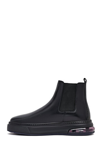 Derimod Men's Black Thick Soled Leather Chelsea Boots 25Wfd631518
