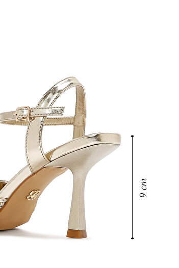 Derimod Women's Gold Ankle Buckle Braided Thin Heeled Shoes 25Sfe493214