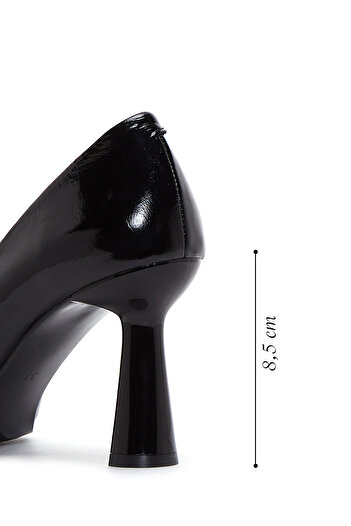 Derimod Women's Black Heeled Patent Leather Shoes 25Afd130016