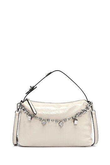 Derimod Women's Beige Long Strap Chain Detailed Shoulder Bag 25Sbd250718
