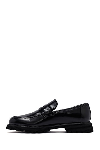 Derimod Men's Black Leather Classic Winter Loafer Shoes 25Wfd704722