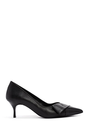 Derimod Women's Black Short Thin Heeled Leather Shoes 25Afd130118