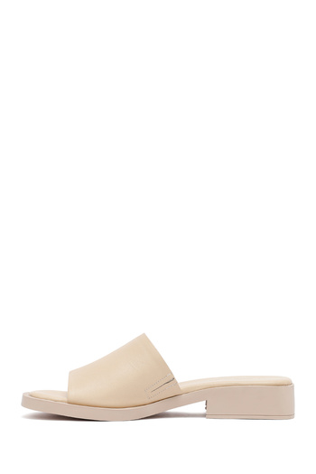 Derimod Women's Cream Casual Leather Slippers 25Sfd200018
