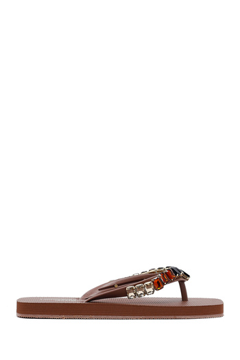 Derimod Women's Brown Stone Jelly Slippers 25Sfe4920Pv