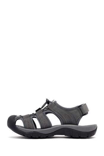 Derimod Men's Gray Leather Outdoor Sandals 25Sfd695914