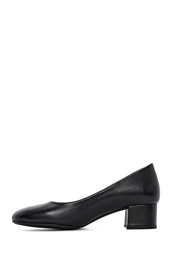 Derimod Flex Women's Black Short Thick Heeled Leather Shoes 25Sfd380418