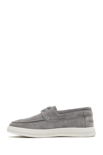Derimod Men's Gray Lace-Up Suede Leather Casual Shoes 25Sfd 700310