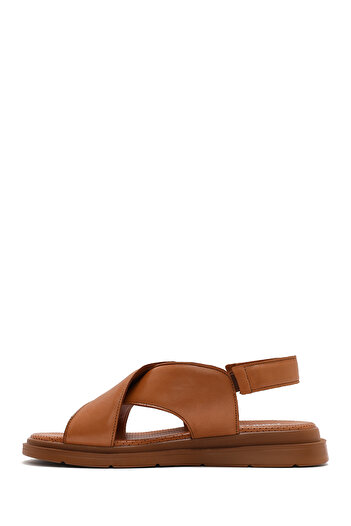 Derimod Women's Tan Elastic Genuine Leather Sandals 25Sfd362118