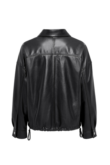 Derimod Susan Women's Black Oversize Leather Jacket 24Wge52741M