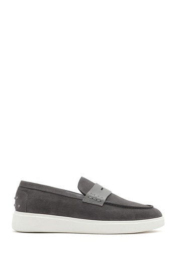 Derimod Men's Gray Thick Soled Suede Genuine Leather Shoes Casual Shoes 25Sfd740910