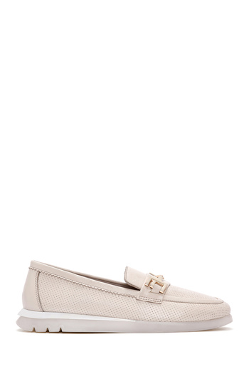 Derimod Women's Cream Buckle Genuine Leather Comfort Shoes Casual Daily Shoes 25Sfd151818