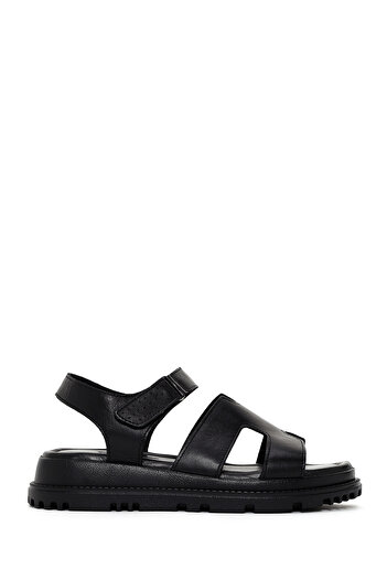 Derimod Women's Black Genuine Leather Comfort Sandals 25Sfd300218