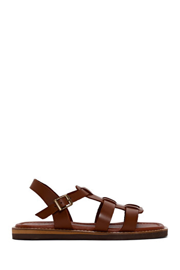 Derimod Women's Brown Ankle Strap Genuine Leather Sandals 25Sfd360918