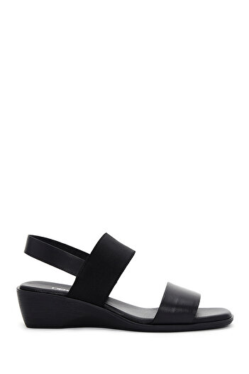 Derimod Women's Black Wedge Heeled Shoes Genuine Leather Sandals 25Sfd150914