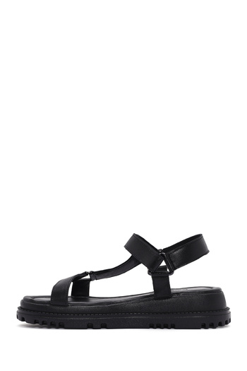 Derimod Women's Black Ankle Strap Leather Comfort Sandals 25Sfd 300318