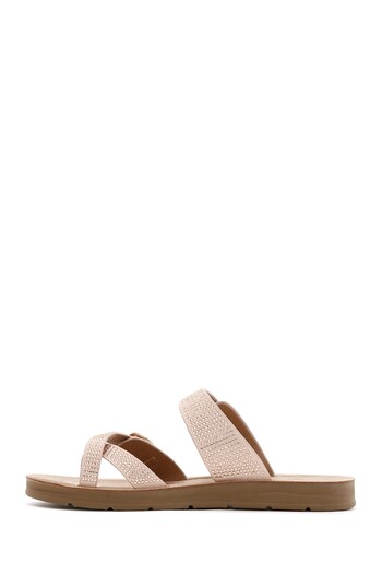 Derimod Women's Pink Double Buckle Stone Slippers 25Sfe 460114