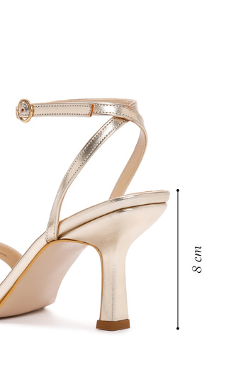 Derimod Women's Gold Metallic Ankle Strap Thin Heeled Sandals 25Sfe 390032