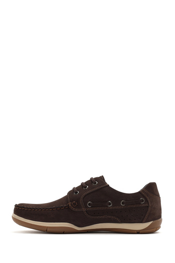 Derimod Men's Brown Lace-Up Nubuck Leather Casual Shoes 25Sfd7101V3