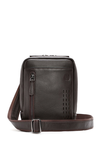 Derimod Men's Brown Leather Messenger Bag 24Wbd360518