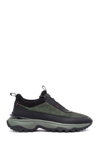 Derimod Men's Green Lace-Up Nubuck Leather Sneakers 24Wfd6505V3