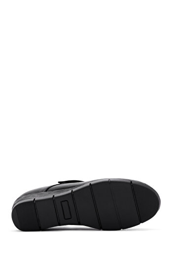 Derimod Kadın Siyah Bantlı Dolgu Topuklu Deri Comfort Ayakkabı 24WFD235218