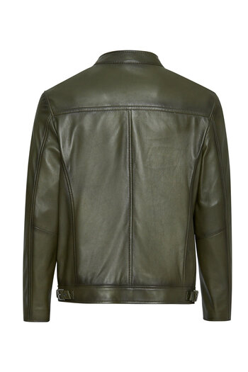Derimod Lucas Men's Khaki Judge Collar Leather Jacket 24Wge 654447