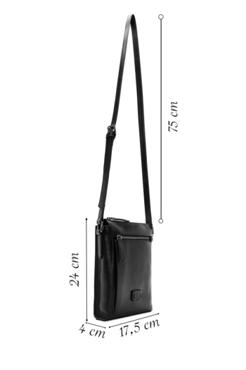 Derimod Men's Black Leather Messenger Bag 24Wbd3606V3