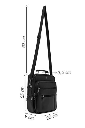 Derimod Men's Black Long Strap Leather Handbag 24Sbd400018