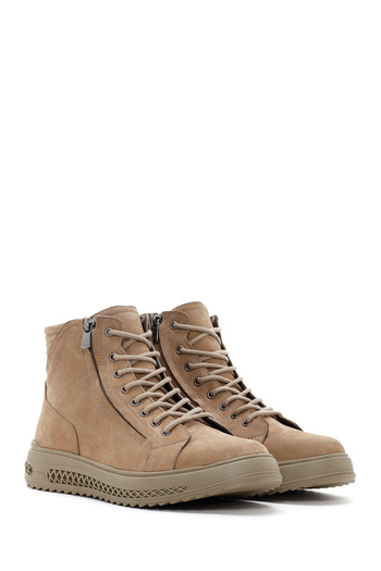 Derimod Ανδρικές μπότες casual από δέρμα Nubuck σε μπεζ χρώμα - Διπλό φερμουάρ, Μοντέλο 24WFD7001V3