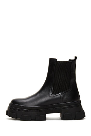 Derimod Women's Black Thick Sole Leather Chelsea Boots 24Wfd 130918