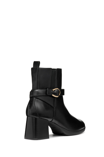 Geox Women's Black Walk Pleasure Zippered Thick Heeled Leather Boots D46Xba00043C9999