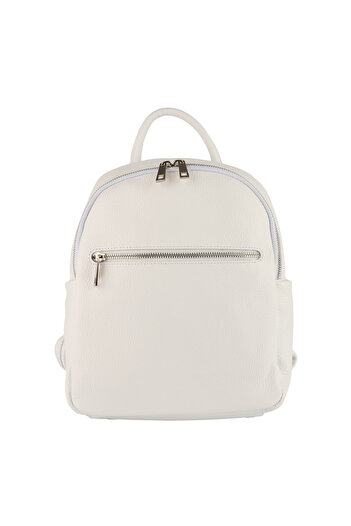 AZZURA Rucsac Joplin, din piele 100% naturală alb